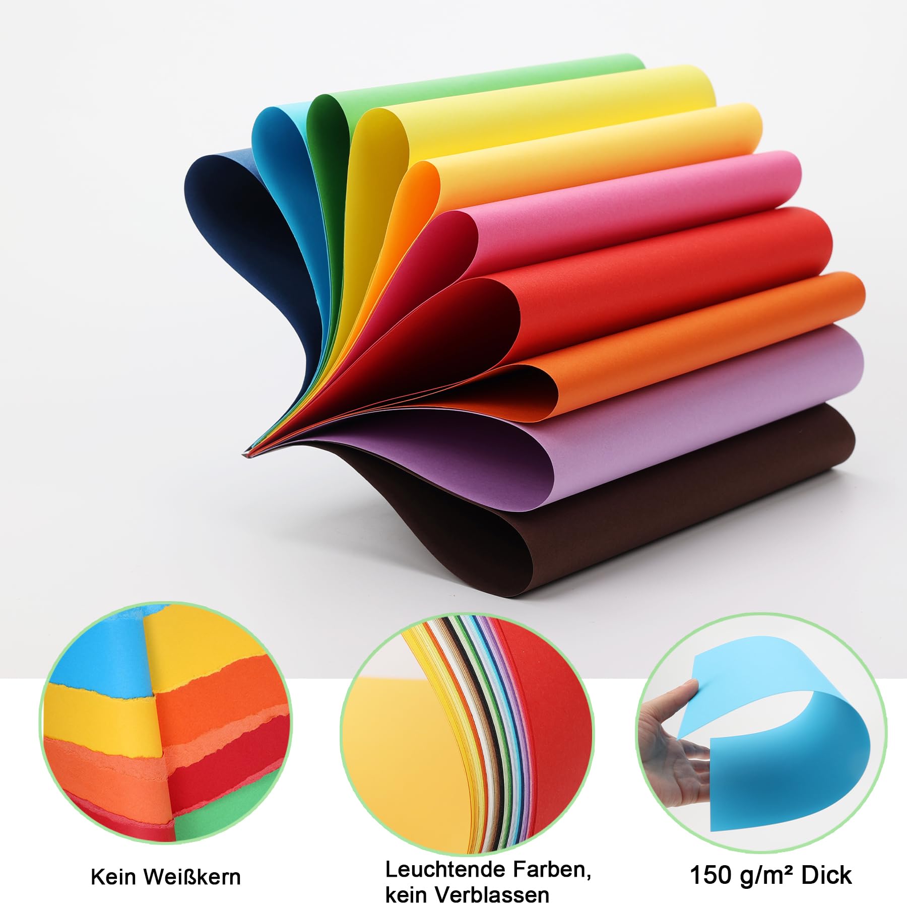 120 Blatt Tonpapier A4 Bunt, 30 Farben 150 g/m² Tonzeichenpapier A4, Buntes Papier, Bastelpapier Bunt, Tonkarton, Farbiges Papier für Origami und Bastelprojekt