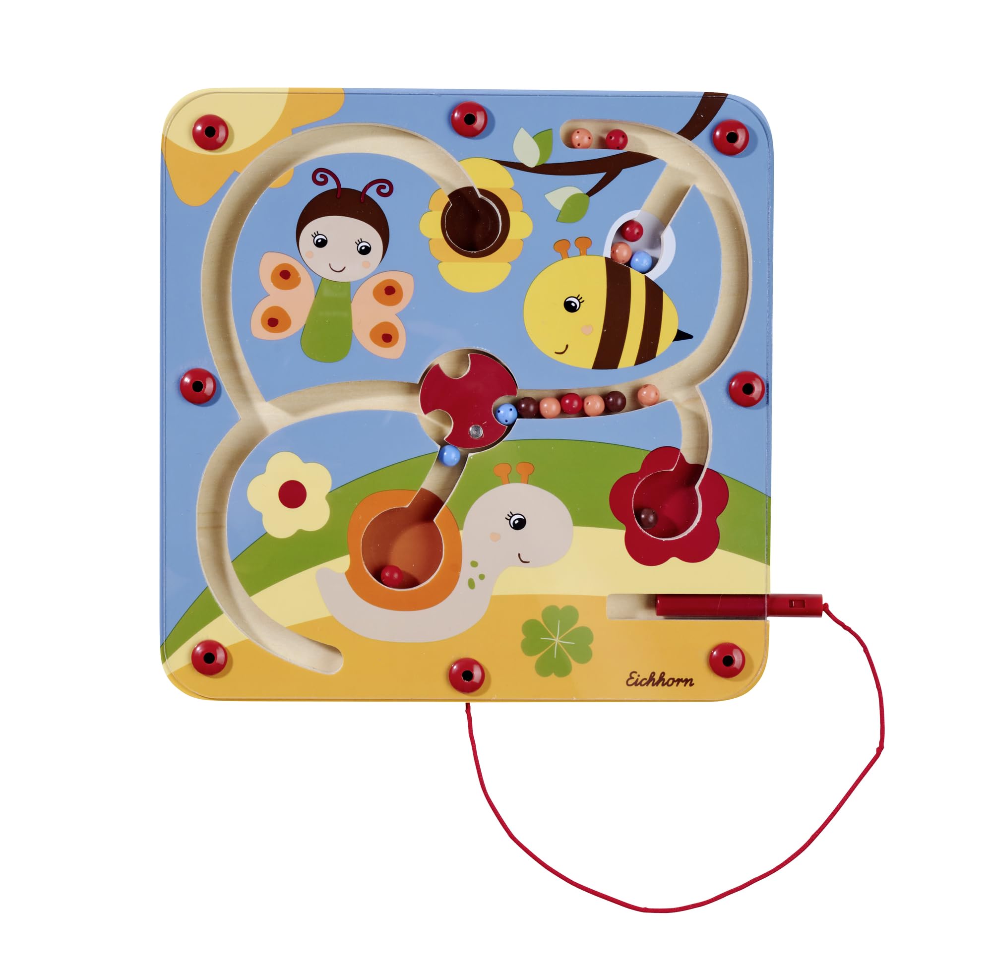 Eichhorn 100006844 - Magnetisches Schiebespiel mit Drehfunktion, ideales Beschäftigungsspiel für Unterwegs, Geschicklichkeitsspielzeug aus 100% FSC zertifiziertem Buchenholz, ab 3 Jahren