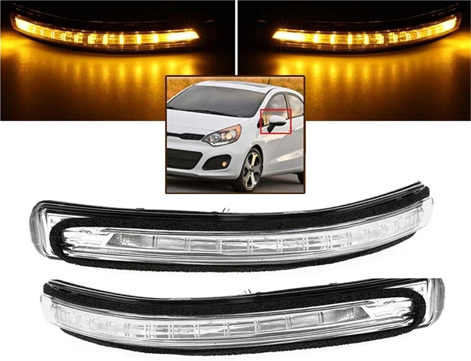 Car Led Turn Signal Lamps On Both Sides Rearview Mirror Indicator Compatible With Kia RIO m k3 2011-2017 Car Accessories(Left)