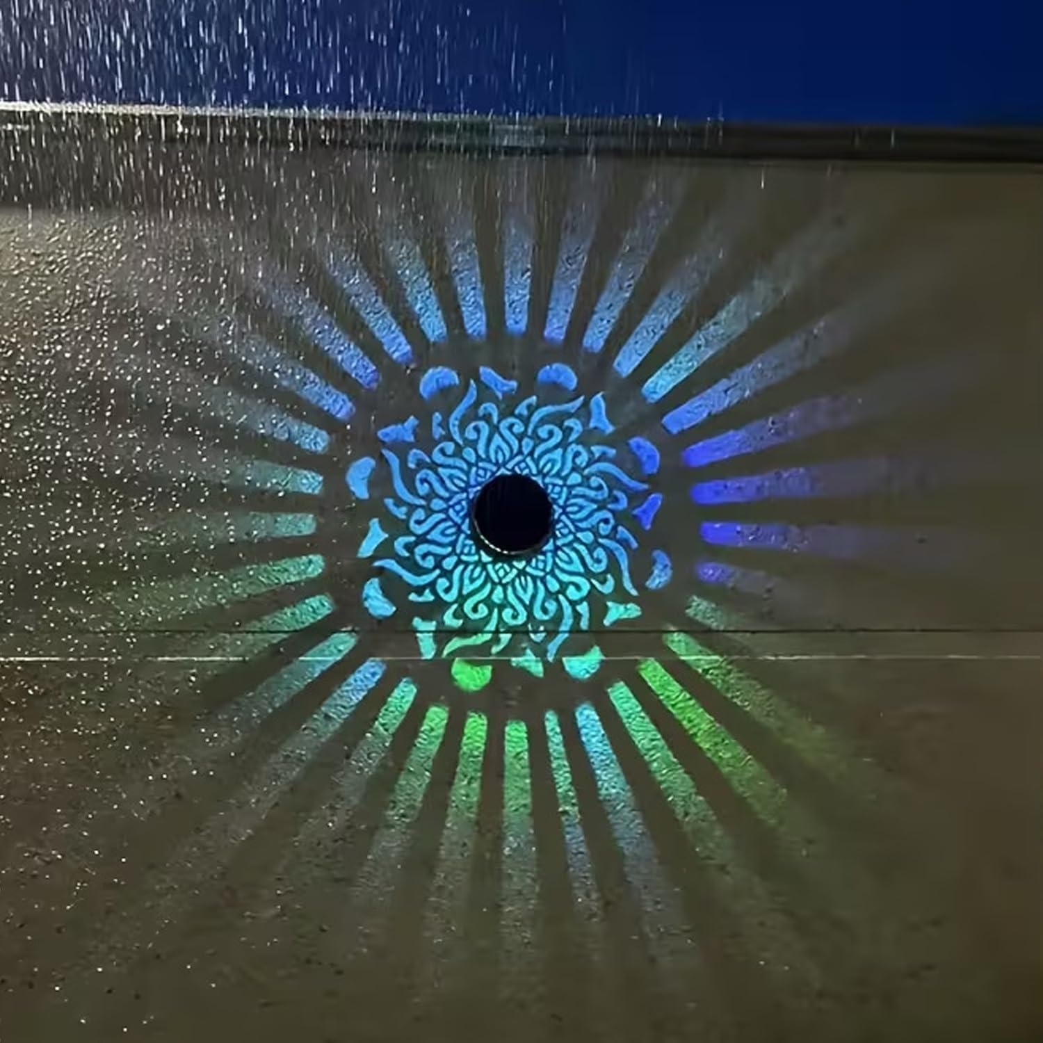 Decorative Solar Mandala Lights Outdoor Waterproof LED Metal Solar Powered Wall Fence Lights for Garden Yard Deck Step Patio Pool Lawn Back Yard Exterior Wall Decorative Lighting(#E,2PCS)