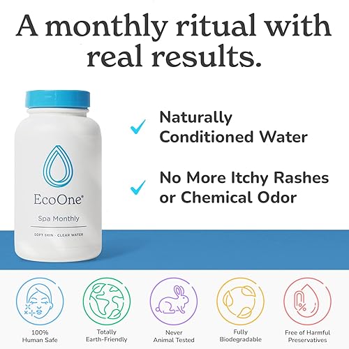 Miniatura 4 de EcoOne Spa Mensual  Tratamiento de Spa Suave y Natural  Limpiador Acondicionador para Tina de Hidromasaje, Piscina y Spa  Limpiador para Tina de