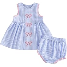Toddler Girl Summer Outfits Bow Embroidered Ruffle Tank Top and Striped Shorts 2pc Set 6 12 18 24 Month 2T 3T 4T