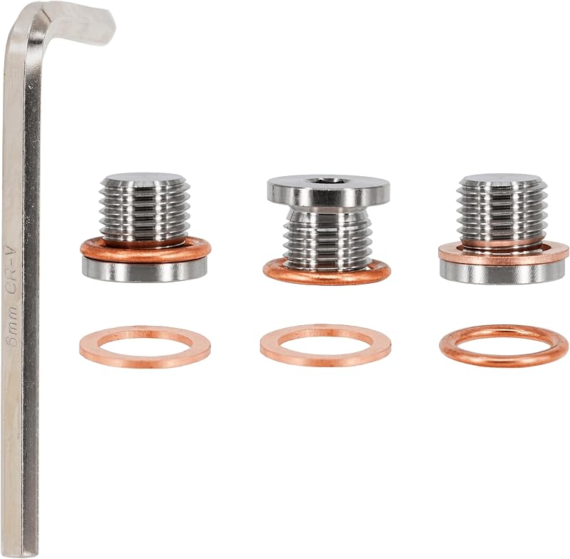 Kit com 3 bujões de drenagem de óleo Dsnaduo em aço inoxidável para Audi, VW e Mazda – com arruelas