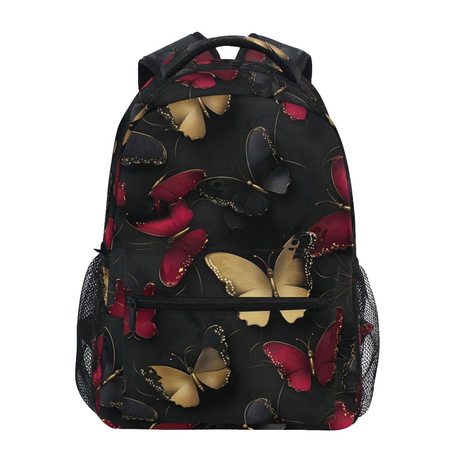 FOLIOSA Travel Backpack Elegant Butterfly Print, Large Storage Water Resistant Padded Strap S