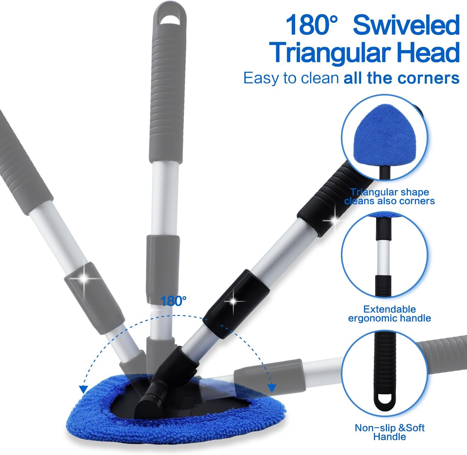7pcs Windshield Cleaner Tool + 6 Pack Large Size 4" x 6" x 1" - Heavy Duty Scrub Kitchen Sponges