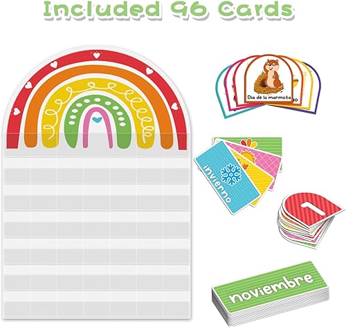 Miniatura 3 de Mewise Calendario de bolsillo con 96 tarjetas de actividades para el aula y el hogar con 96 tarjetas de actividades, aprendizaje de guardería,