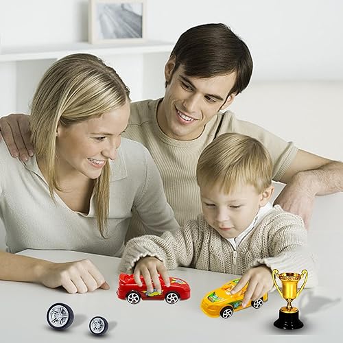 Miniatura 7 de MEMOVAN Decoración para pasteles de autos de carreras, 38 piezas, decoración de pastel de cumpleaños para niños y niños, suministros de cumpleaños,