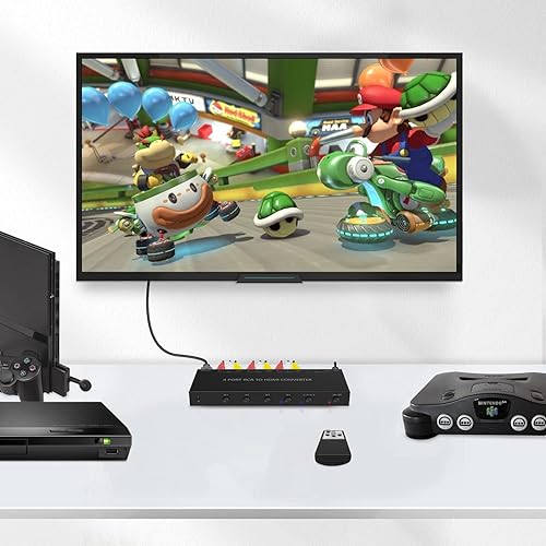 Miniatura 6 de Azduou 4 AV a HDMI, 1080P720P 4 vías RCA compuesto CVBS AV interruptor a HDMI convertidor adaptador compatible con conmutación 43169, para Sega Xbox