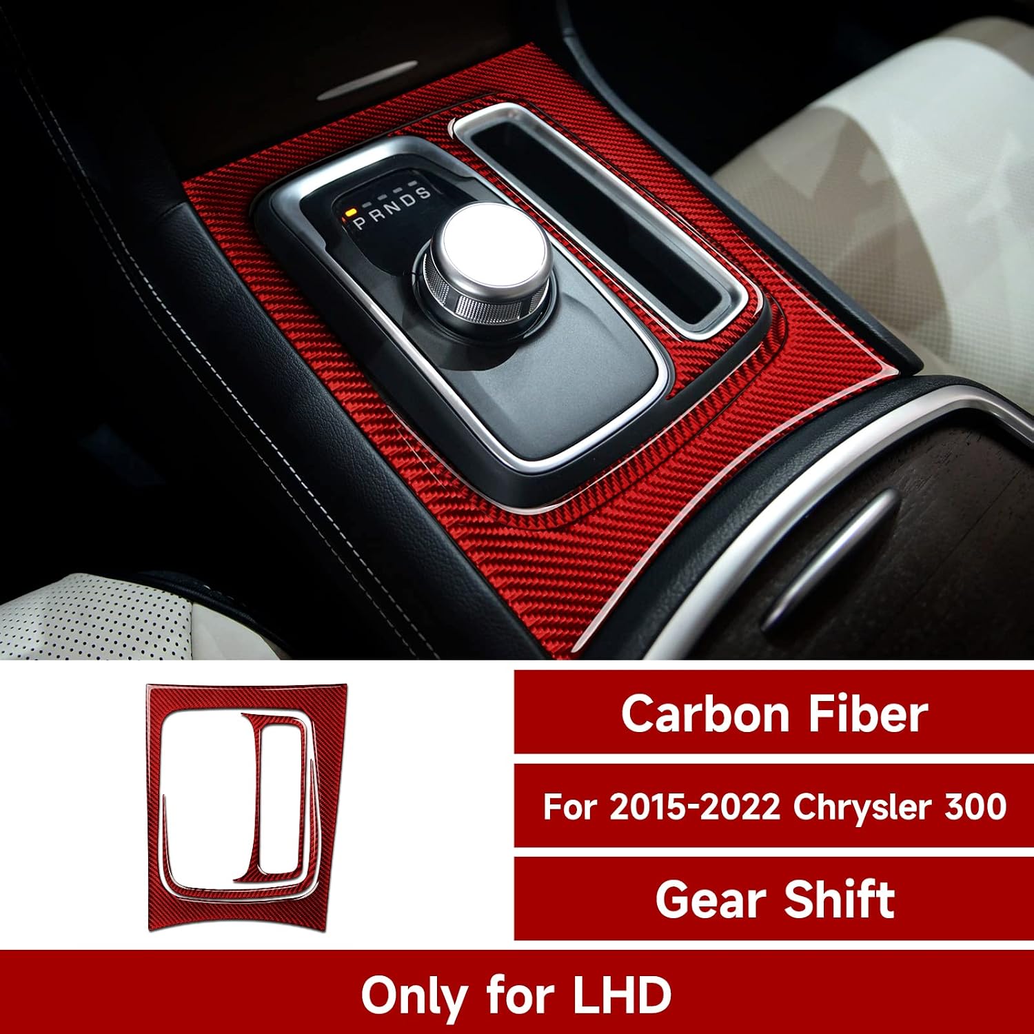 Car Gear Shift Panel Cover Decals for 2015-2023 Chrysler 300 / 300C / 300S / Limited/Touring Accessories Carbon Fiber Stickers