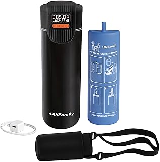 4AllFamily Nomad Big PRO Insulin Cooler Travel Case – 52H Medication Cooler for Travel with Digital Temperature Display – Insulin Pen Cold Case with Medicine Bag & Reusable Big Blue Thermo - Black