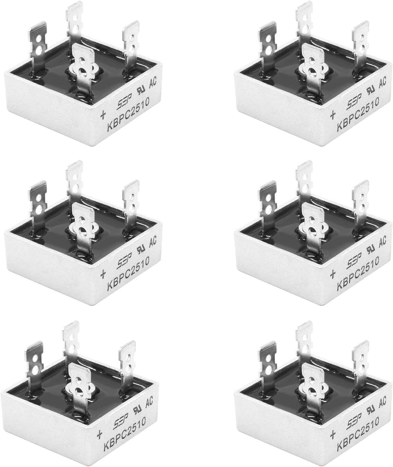 6Pcs KBPC2510 Bridge Rectifier Diode 25Amp 1000V,KBPC2510 Single Phase Full Wave Bridge Rectifier Kit, Rectifier Diode Electronic Components