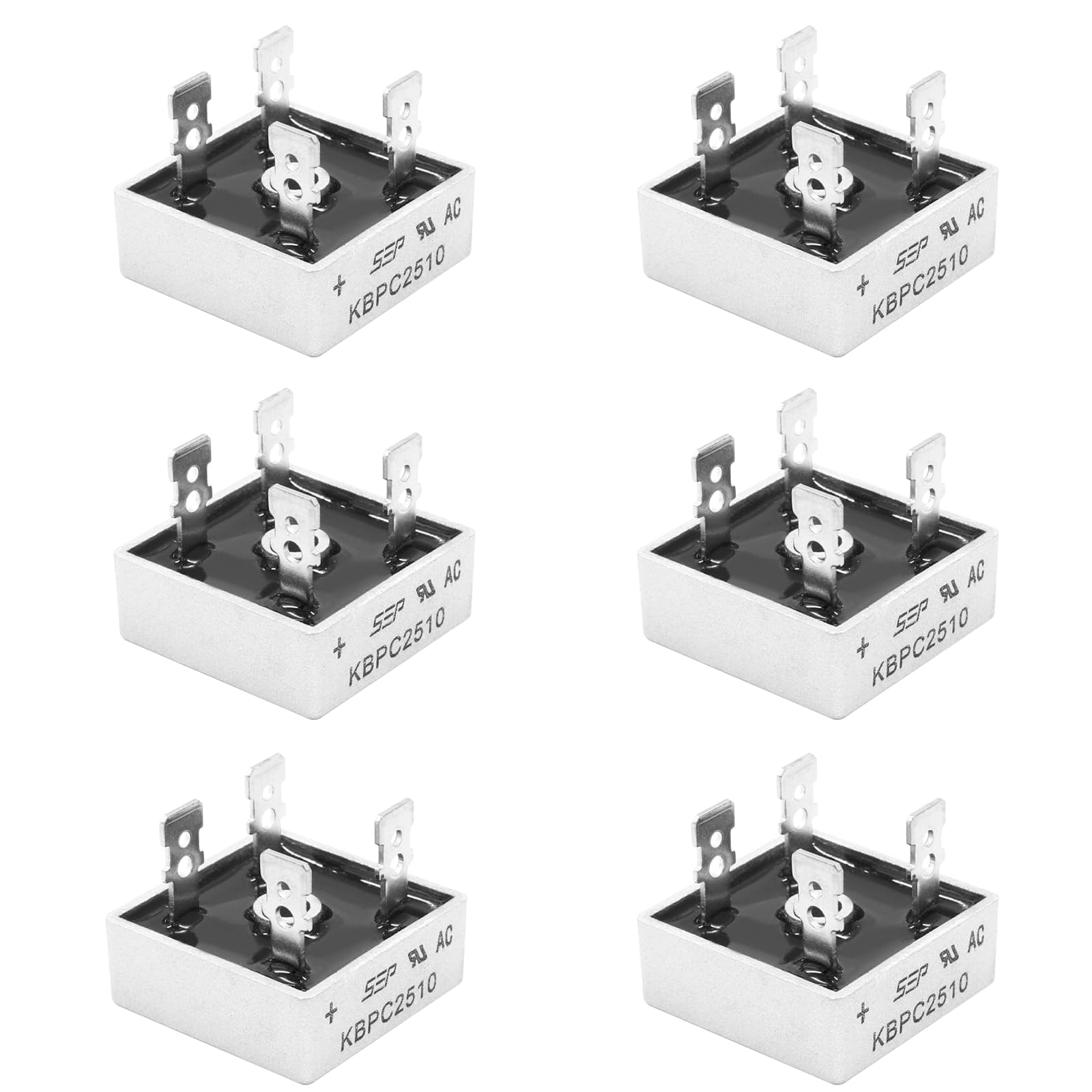 6Pcs KBPC2510 Bridge Rectifier Diode 25Amp 1000V,KBPC2510 Single Phase Full Wave Bridge Rectifier Kit, Rectifier Diode Electronic Components