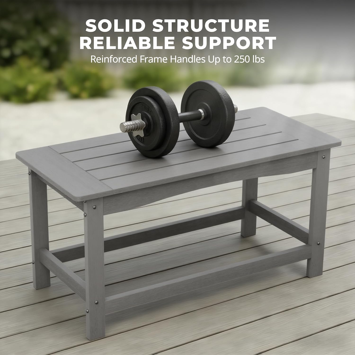 Outdoor Coffee Tables,HIPS Gray Patio Coffee Table for Outside,All-Weather Patio Coffee Table for Garden,Poolside,Backyard
