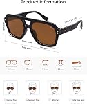 SOJOS Lunettes de soleil rétro à aviateur polarisé pour femmes hommes, Grandes nuances pilotes à tendance carrées dorées SJ2385