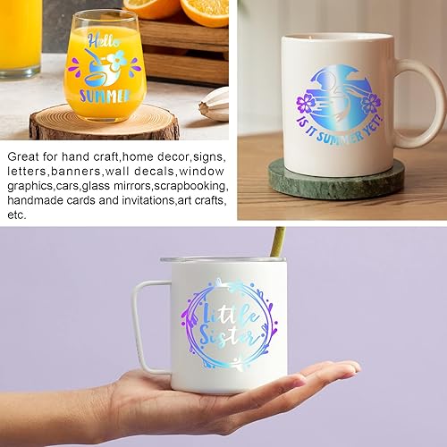 Miniatura 5 de TECKWRAP Vinilo holográfico permanente, rollo de vinilo adhesivo de 12 pulgadas x 10 pies, perfecto para manualidades en interiores y exteriores,