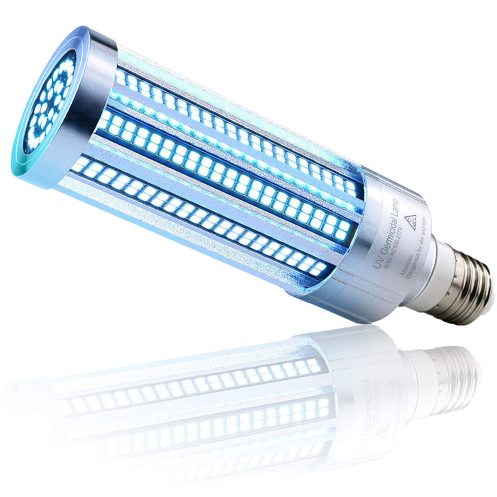 Lámpara germicida UV de 60 W, bombilla LED UVC de base E27, esterilizador de desinfección UVC de ozono bombilla ultravioleta de maíz,Lamp