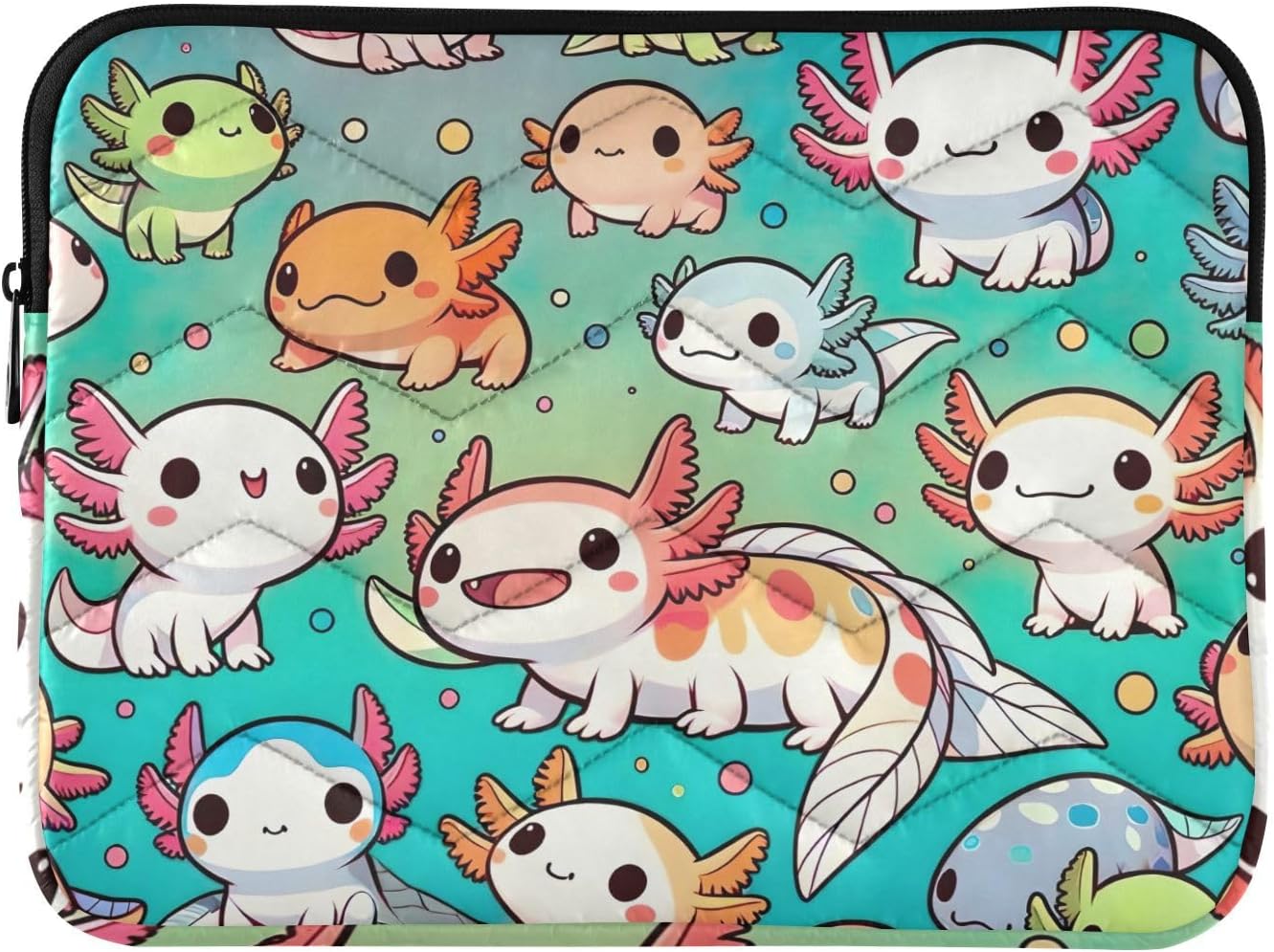 Cute Axolotls Aqua Laptop Sleeve, Soft Lining