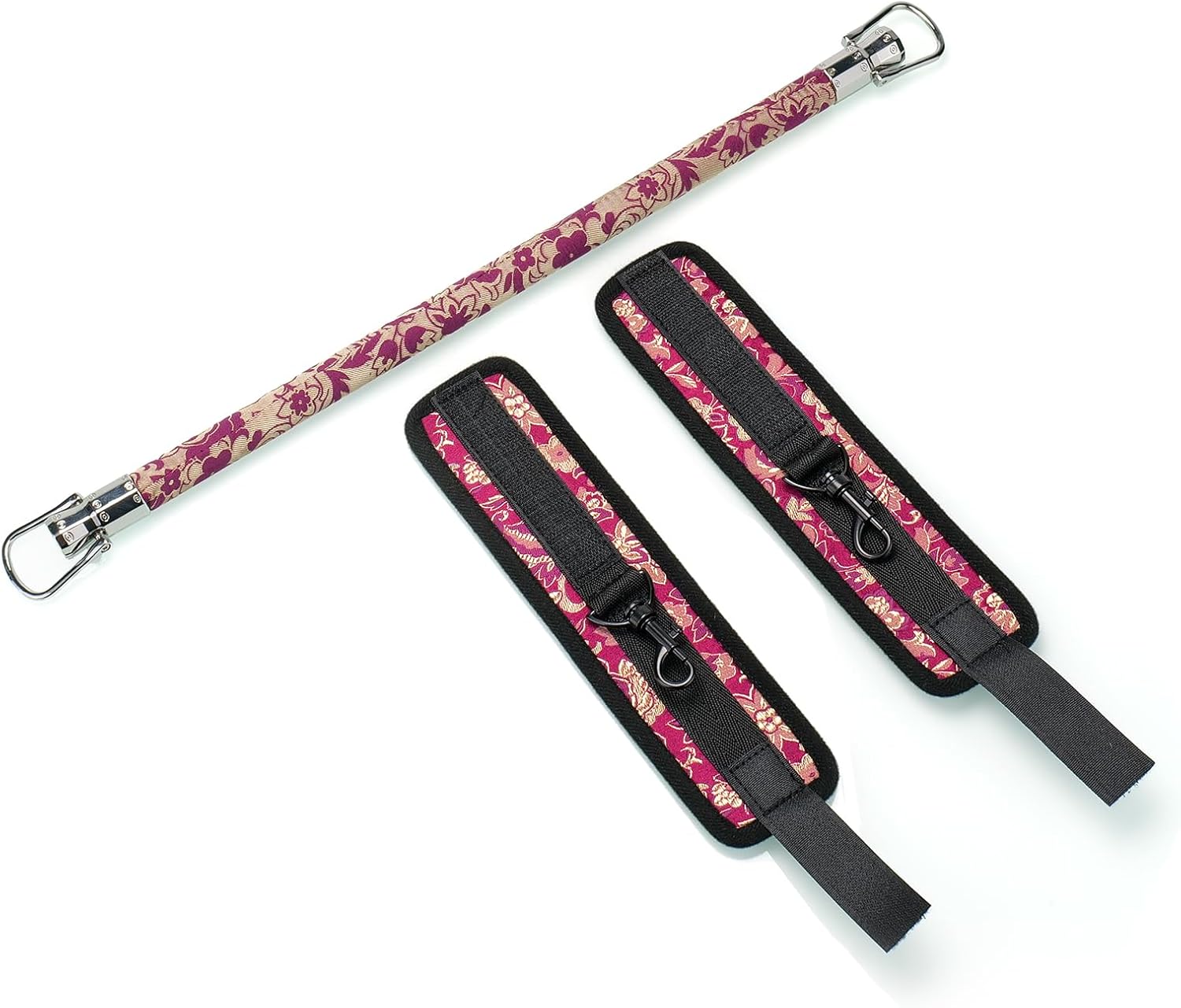 Spreader Bar Heavy Duty Stainless Steel with 2pcs Fur Adjustable Straps, Yoga Training Fitness Gear, Workout Bar,Sports Gym Kit