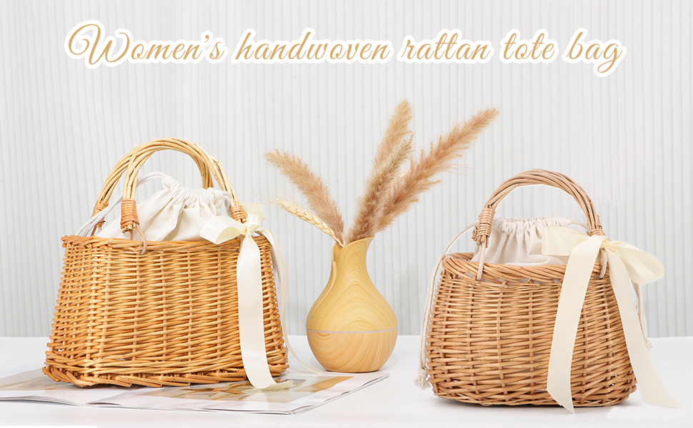 Bolso tejido natural de mimbre KUANG para mujer miniatura 7