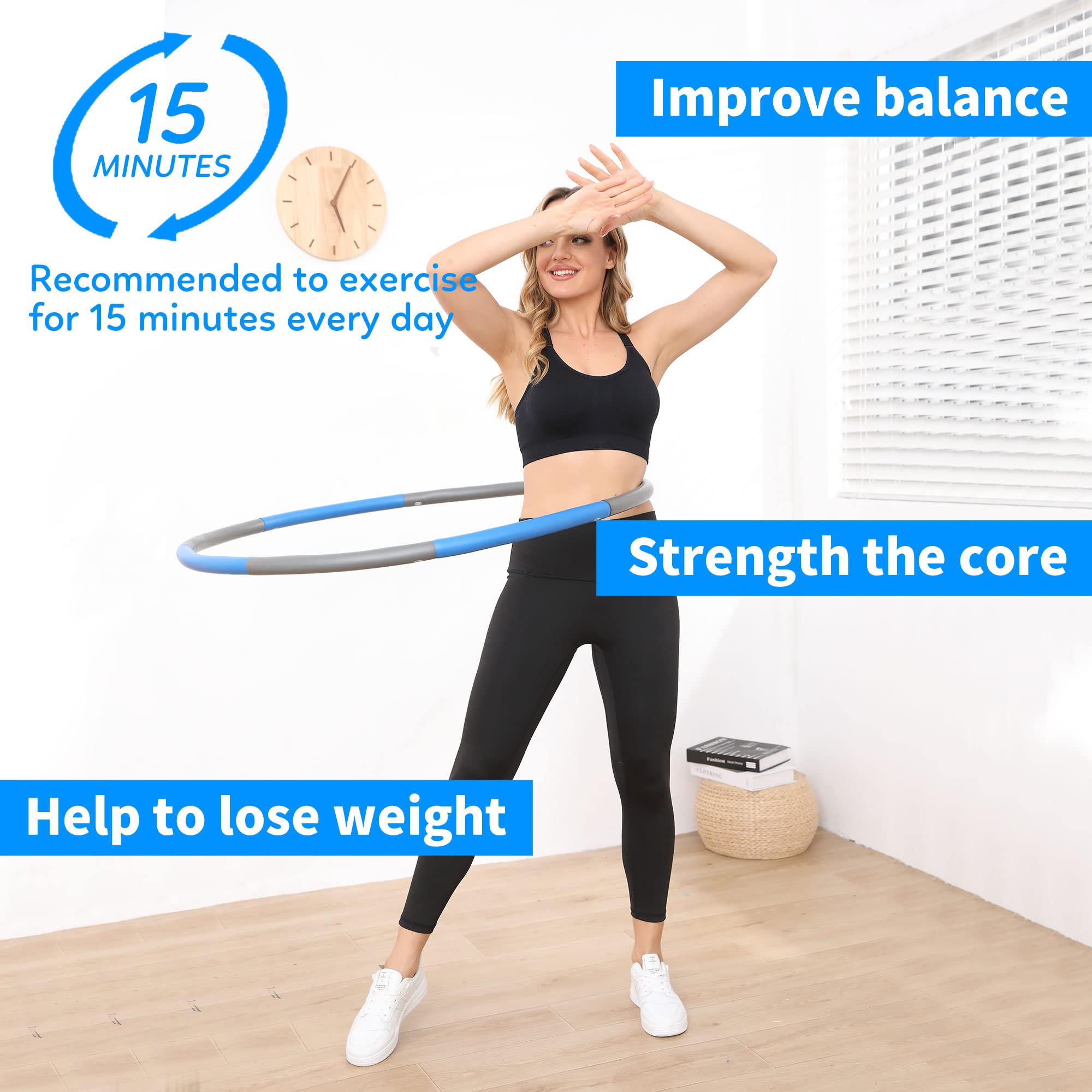 NEOWEEK Exercise Hoops for Adults, Adjustable Hoola Weighted Hoop, Detachable Section Soft Fitness Hoop For Weight Loss, Fat Burning, Home Gym Core Workout