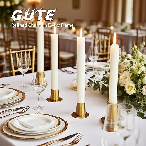 Miniatura 8 de Juego de 4 portavelas cónicos dorados  Portavelas dorado cepillado, portavelas cónicos redondos para decoración del hogar, boda, aniversario,