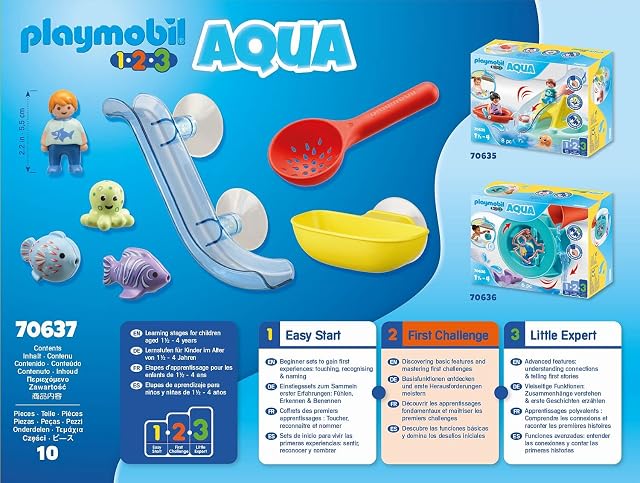 Foto 5 de 8 de PLAYMOBIL 1.2.3 Aqua 70637 Diversión en la Pesca con Animales del Mar, Juguete de baño para niños pequeños