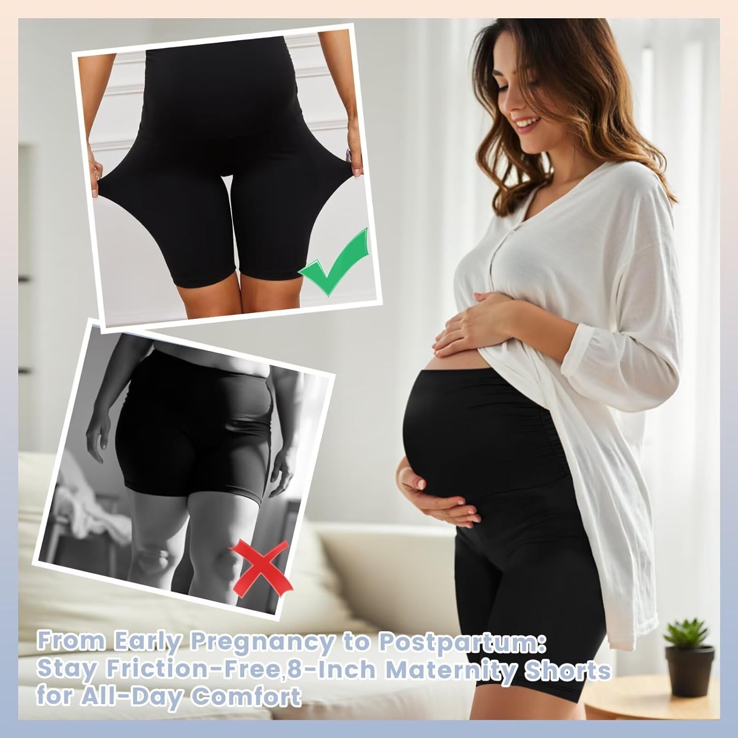 Happy.angel Maternity Biker Shorts with Pockets, Over The Belly Pregnancy Yoga Shorts for Workout Running Lounge - Image 5