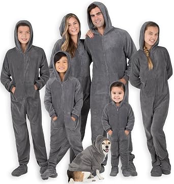 ملابس نوم ذات أقدام - هوديي مطابقة للعائلة Onesie | One Piece Boys، Girls، Men، Women Pjs and Pets Sweaters | للجنسين