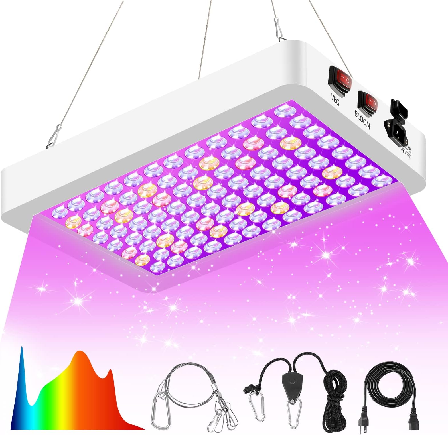 Upgraded 1000W LED Grow Lights with Dual Switch, Double Chips Full Spectrum Plant Light, Grow Lights for Indoor Hydroponic Plants Veg Flower Growing Lamps