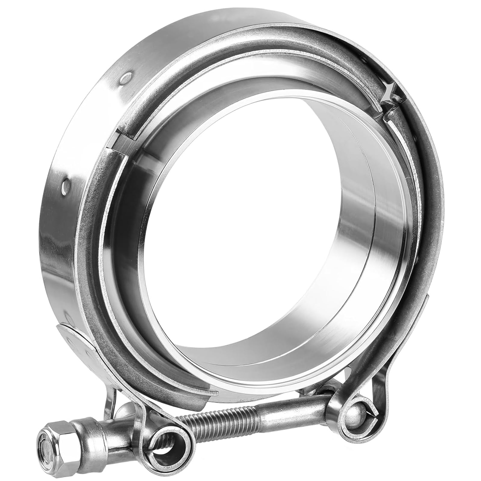 Kit de abrazadera de banda V de 63 mm con brida macho hembra de acero inoxidable 304, kit de brida de wastegate turbo universal (abrazadera de banda V con brida, 6,35 cm) (63 mm (6,35 cm))
