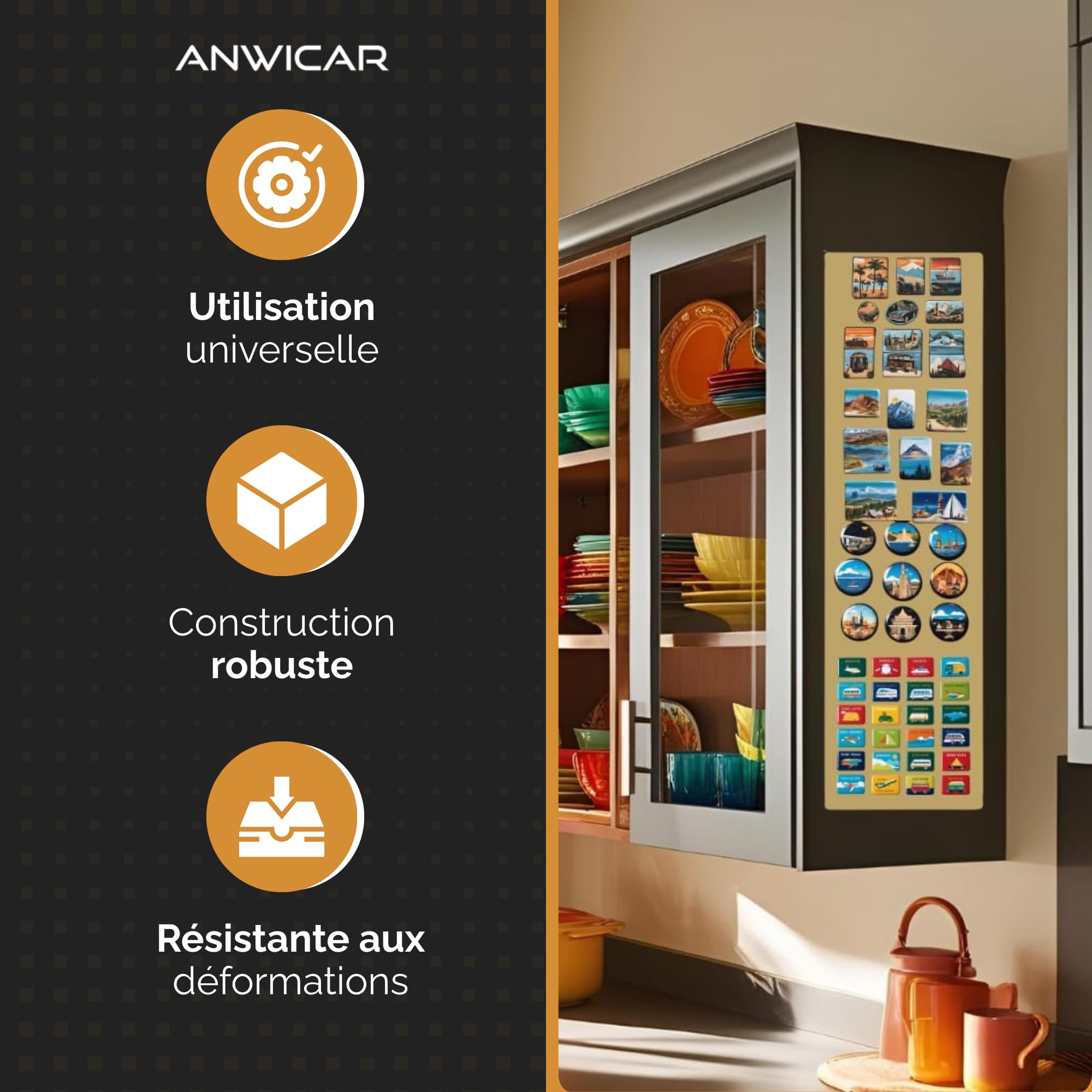 Tableau Magnétique - Tableau Effaçable en Acier - Idéal pour Aimants et Notes - Tableau Noir Magnétique Mural - Compatible avec Marqueurs Craie - Kit de Montage Inclus - 80x50 cm - Noir