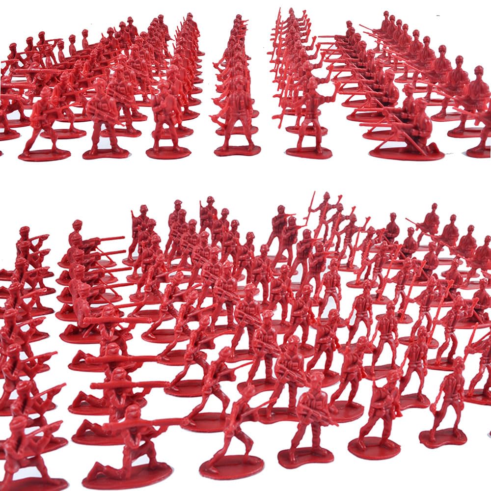NWFashion 100PCS Toy Miniiature Toy Plastic Train Army Soldiers People Figures (Red)