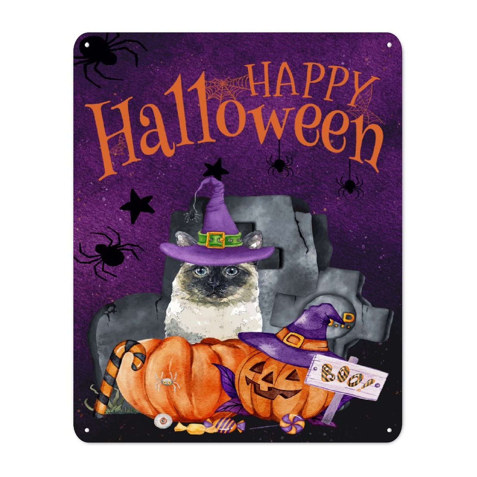 Panneau Halloween Boo en métal pour décorer la ferme et le jardin à l'automne
