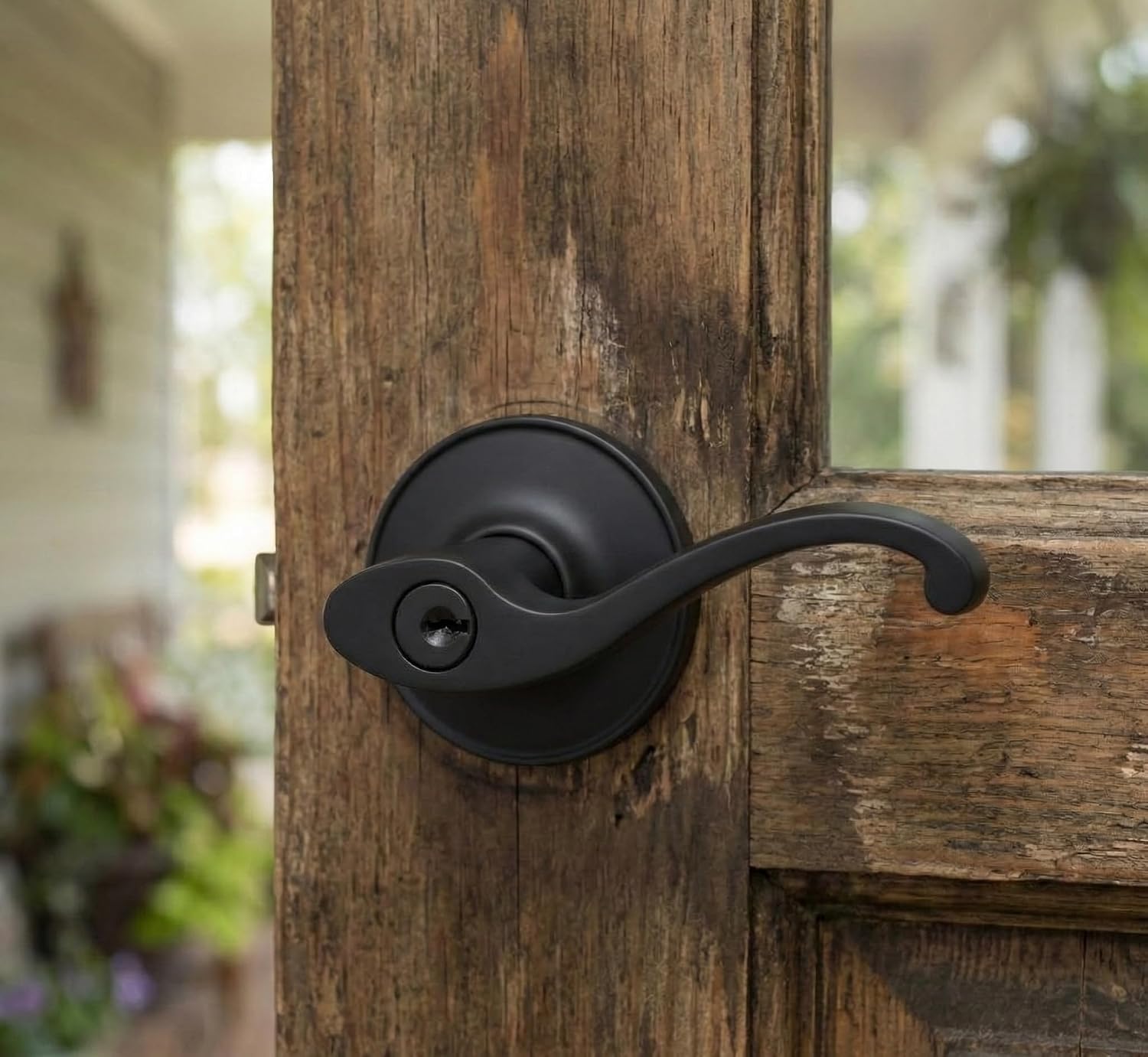 Richmond Design Black Entry Lever with Matching Single Cylinder Deadbolt Combo Pack Keyed Alike (We Key Lock Orders Alike for Free)