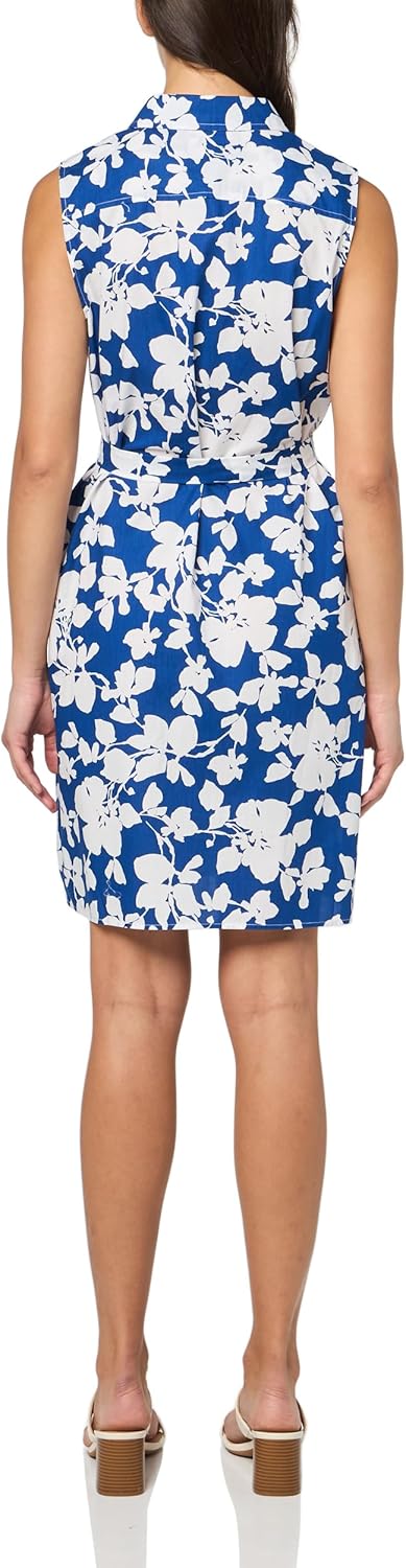 Tommy Hilfiger Womens Sleeveless Collared Button Front Tie Waist Mini Shirt Dress - Image 2