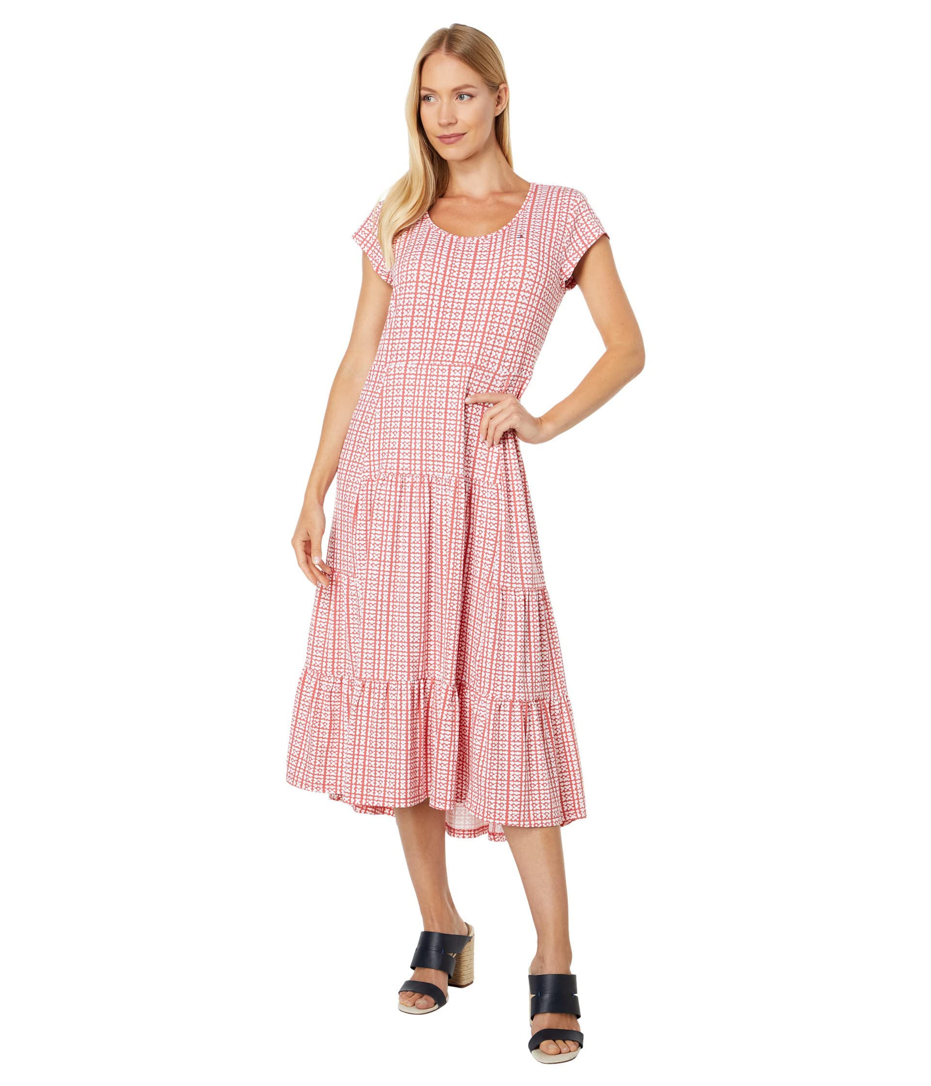 Tommy Hilfiger Women's Tiered Stripe Midi Dress, Coralie Multi, XS