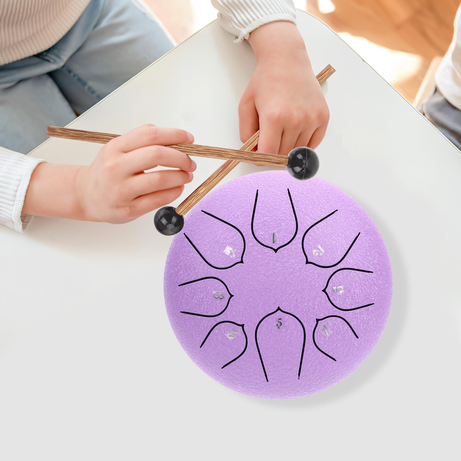 Instrumento de Percusión de Lengüeta de Acero al Carbono y Madera, 8 Tonos, Color Púrpura, Reduce Estrés y Aporta Relajación para Meditación y Educación Musical