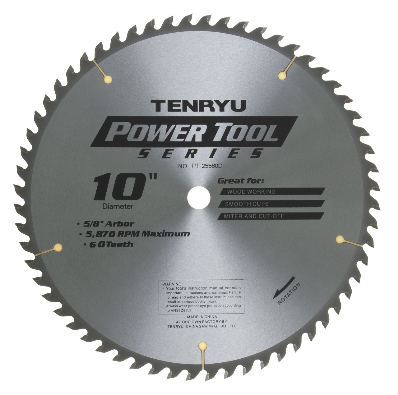 Disque de scie Tenryu PT-25560D 10 x 60 tcg pour scie à onglet et panneaux bois