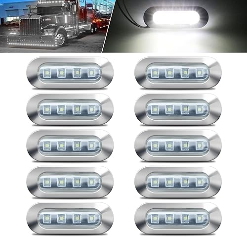 Miniatura 7 de ALFU DC12V-24V 4 - Luces Indicadoras Laterales LED lámparas de despeje traseras y delanteras luces interiores con bisel cromado universales para