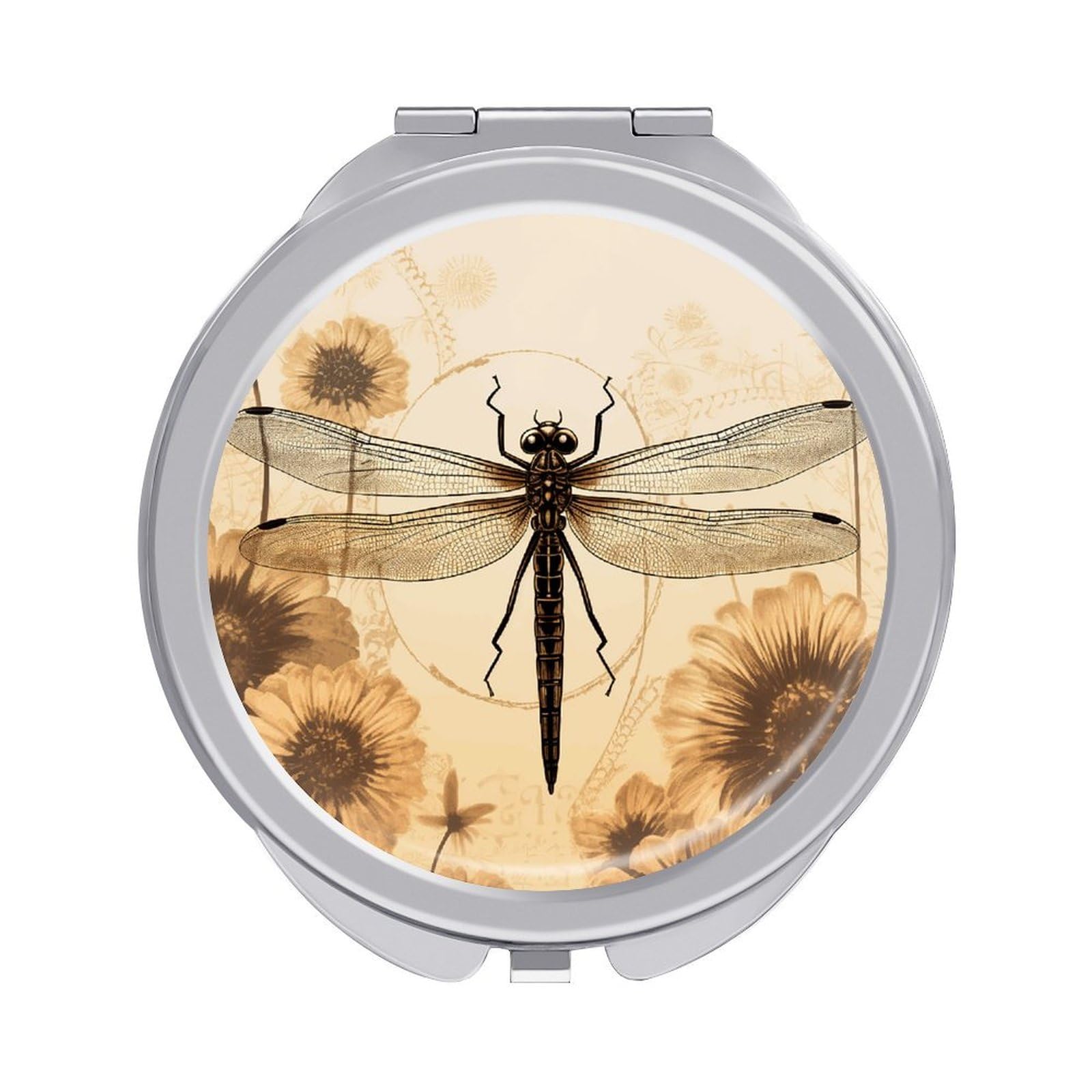 FekiLoot Dragonfly on Sunflower Compact Mirror for Purse Portable Travel Makeup Mirrors Metal Magnifying Pocket Mirror Double Sided Small Handheld Mirrors for Women Travel Essentials