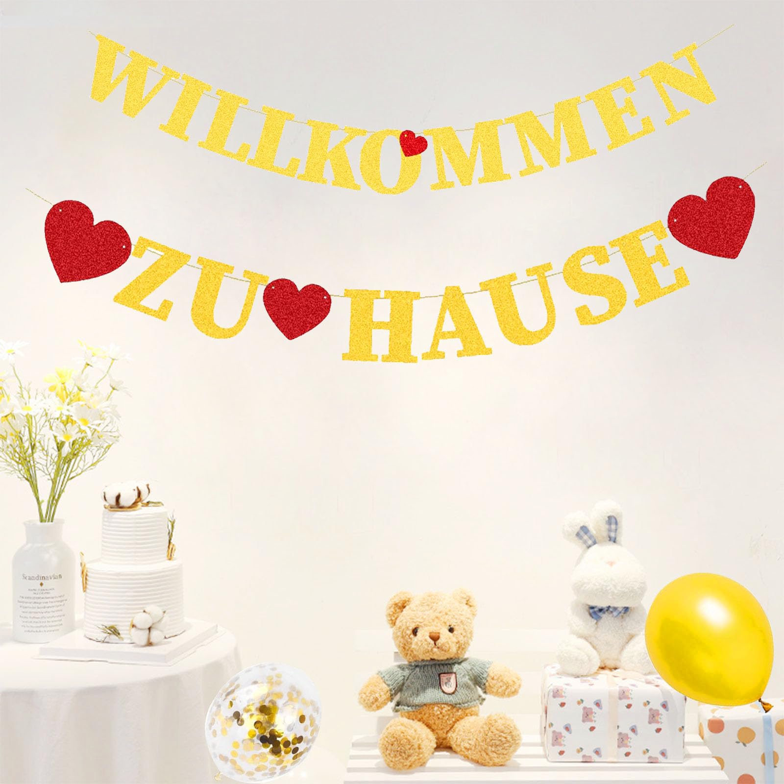 ALEGRE Willkommen Zuhause Girlande Aus Kraftpapier – 18x13 Cm, Banner Mit Schriftzug, Für Rückkehr, Einweihung, Familienfeiern, Partydeko