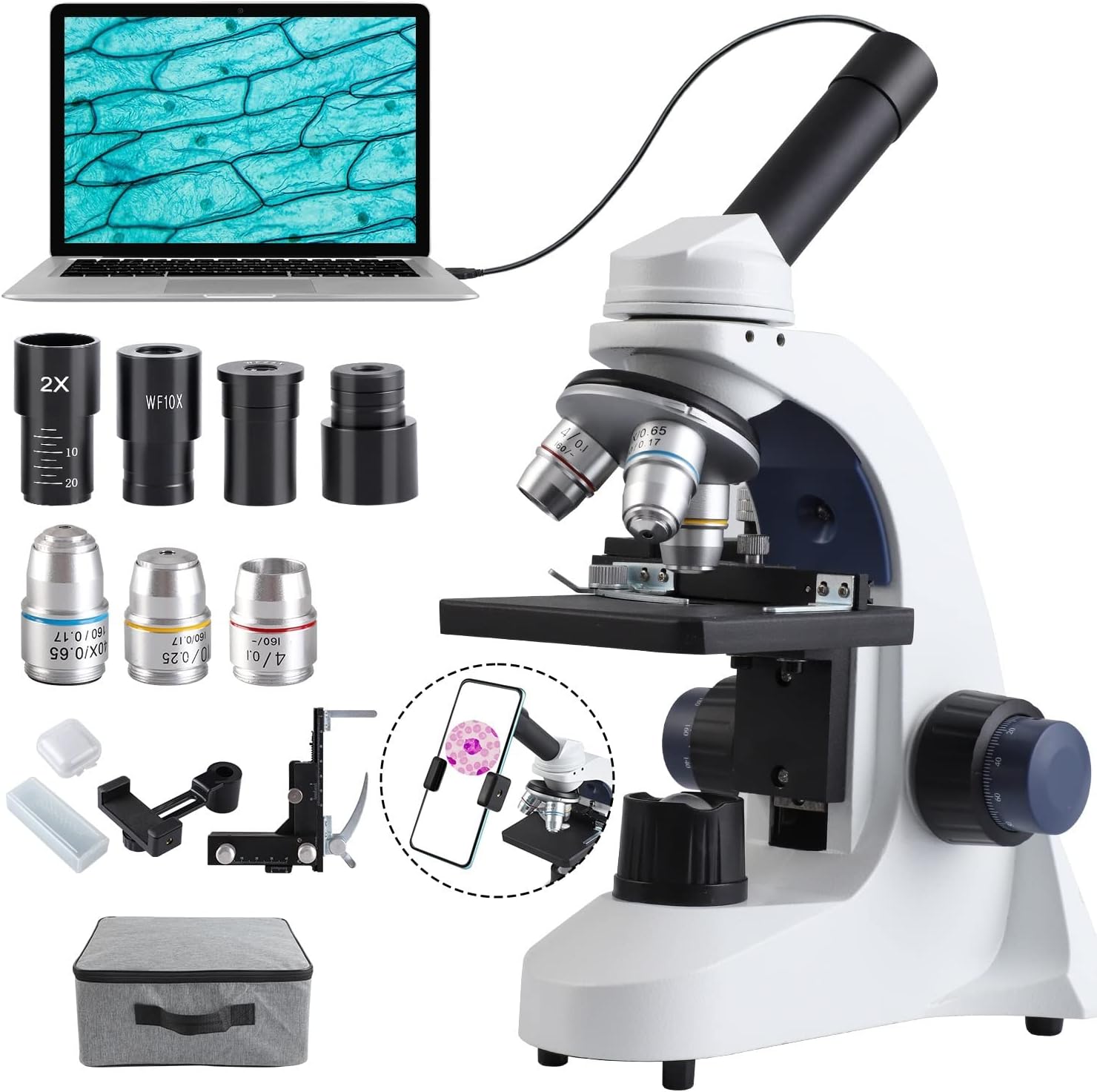Compound Monocular Microscope for Adults Students, 40X