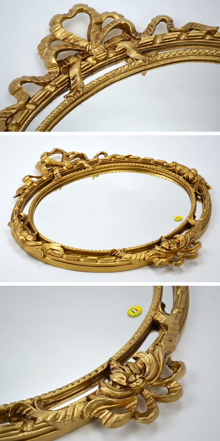 【イタリア製】壁掛けミラー ゴールド リボン レリーフ クラシック　アンティーク Amazon.co.jp: 壁掛けミラー イタリア製 ゴールド リボン レリーフ 横