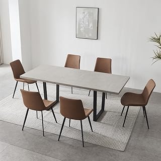 Modern Mid-Century Dining Table Set for 6-8 People Kitchen Dining Room Table Set Extendable Solid Wood Dining Table and 4 Upholstered Chairs, Home Kitchen Furniture