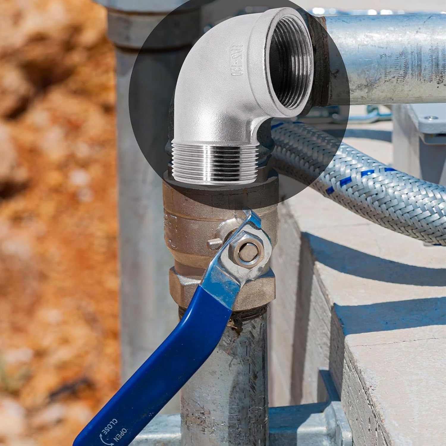 90 Degree Elbow Fittings 1PCS, 1-1/2" NPT Male X 1-1/2" NPT Female 304 Stainless Steel Pipe Fitting, Connector Coupler Apply to Outdoor Garden Industrial