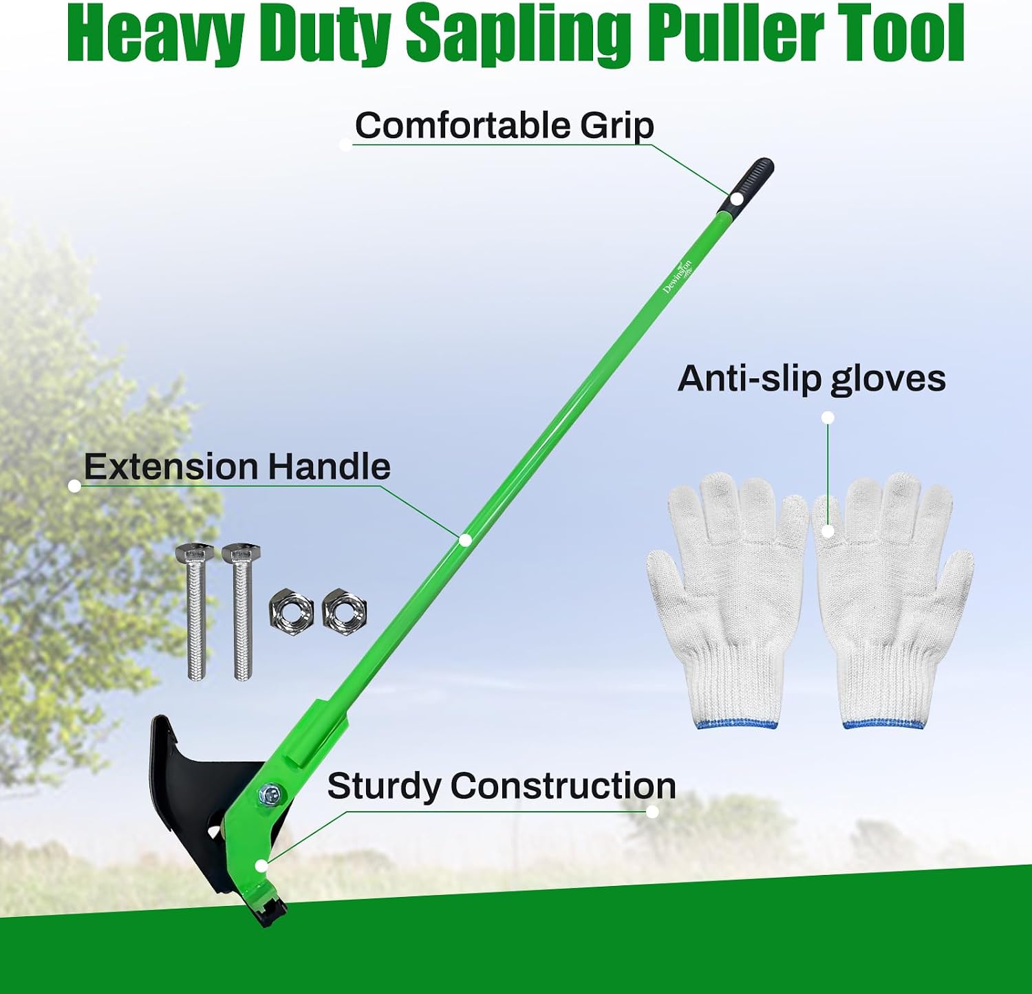 Heavy-Duty Medium Sapling Puller Tool, Uproots ¼ - 1 ⅜ " Woody Stems, High-Leverage Design for Trees, Stump, Shrubs, Vines and Thorns with Extensive Root Systems