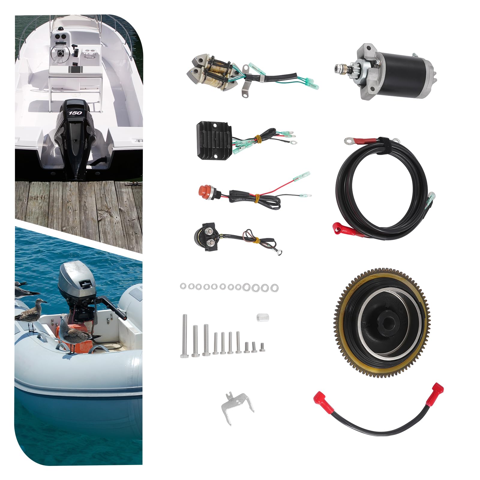 Set completo per motore fuoribordo elettrico per 4 tempi, 15 CV, avviamento elettrico fuoribordo con avviamento e volano, durevole e affidabile