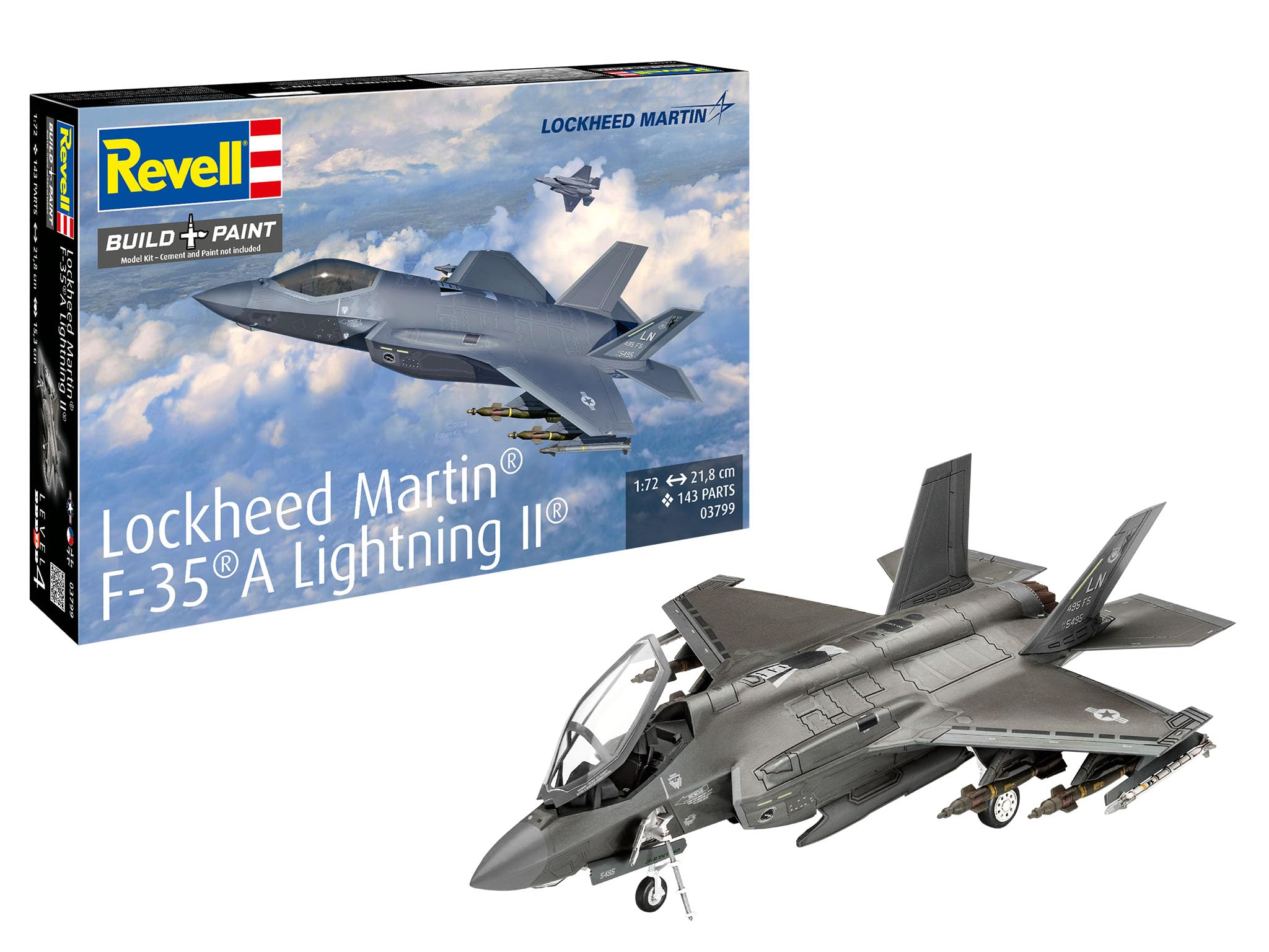 Revell 03799 Lockheed Martin F-35A Fighter Aircraft 1:72 Scale Unbuilt/Unpainted Plastic Model Kit
