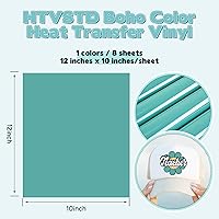 Vista 2 de Vinilo de Transferencia de Calor Bohemio Oscuro - 8 Hojas 12'' x 10'' Azul HTV Azul Egeo Vinilo para Planchar para Camisetas