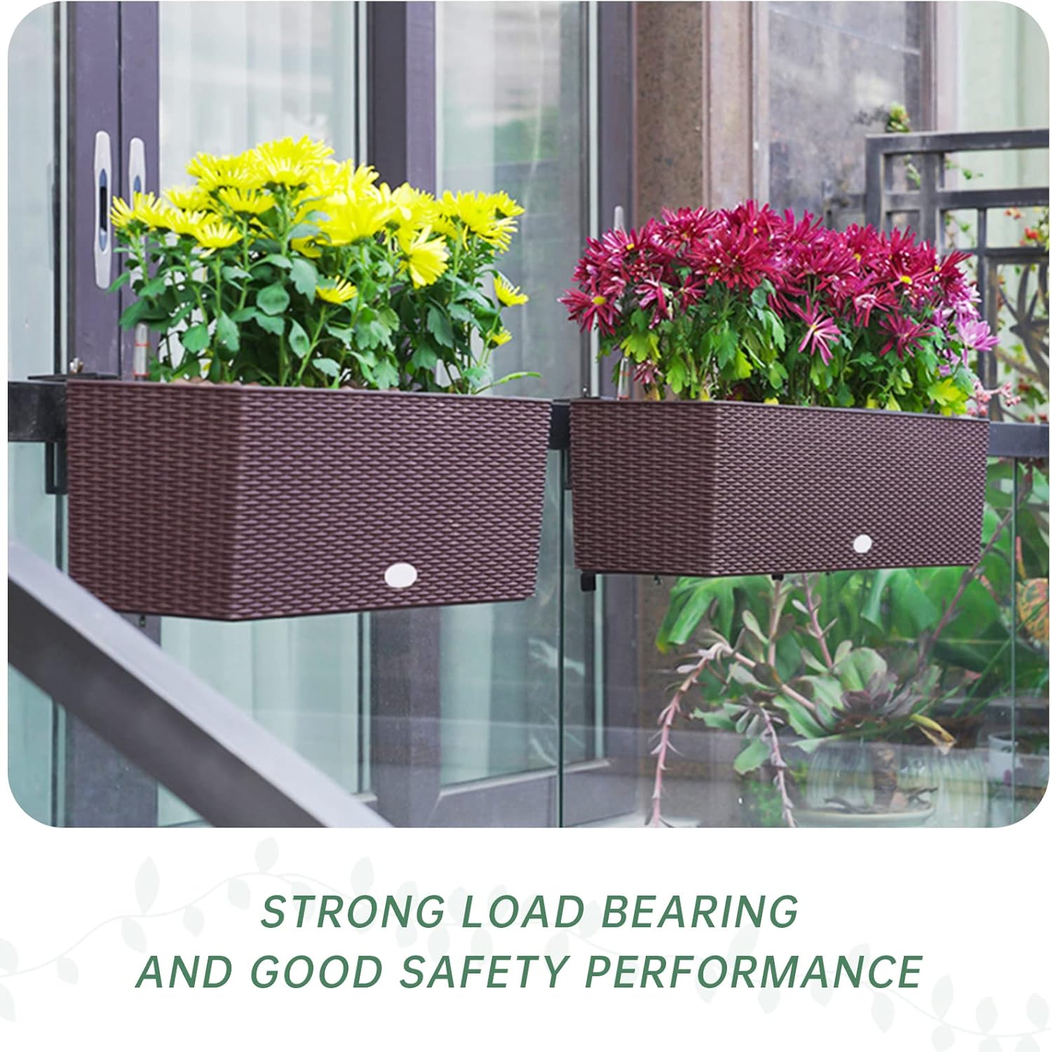Planter Box Bracket,Flower Box Holder Brackets,Adjustable Window Box Brackets for Patio Garden Fence Pergola Balcony